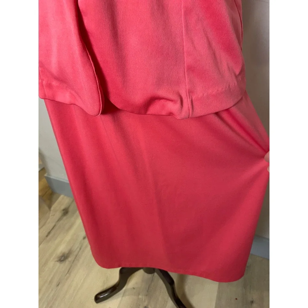 Vintage 70s Blair Pink Skirt Set Two Piece Dagger Collar Soft Midi Skirt S/M